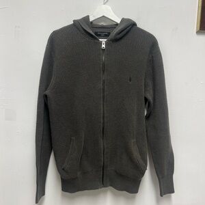 All Saints Men's waffle gray green Hooded Sweater